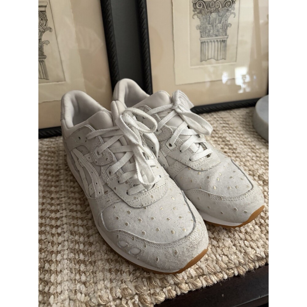 ASICS Gel lyte III Sneaker Women’s 7.5M White Metallic Gold Ostrich Valentine - Picture 2 of 7